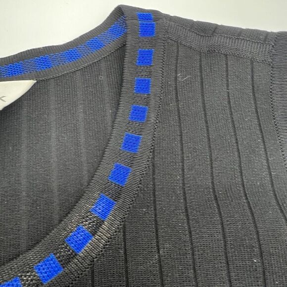 Exclusively Misook Black Blue Tank Top Size Large - Picture 3 of 3